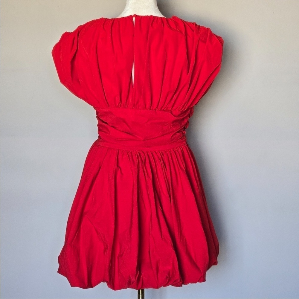 NWT! Anthropologie Red Extro&Vert Orla Sleeveless Pleated Bubble Mini Dress 🦢 - Picture 6 of 7